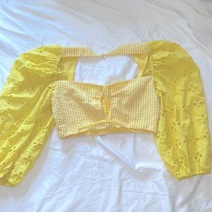 For Love and Lemons yellow crop top